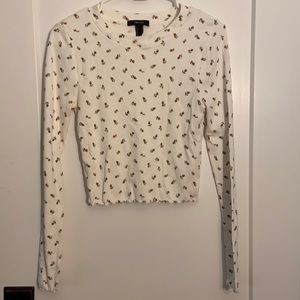Forever 21 Floral Long-Sleeve Crop Top